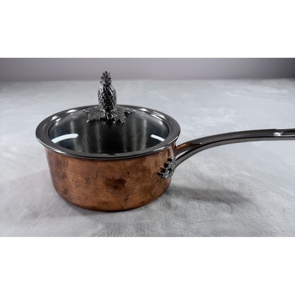 Ruffoni  Copper Saucepan With Pineapple Knob Glass Lid Rare Retired